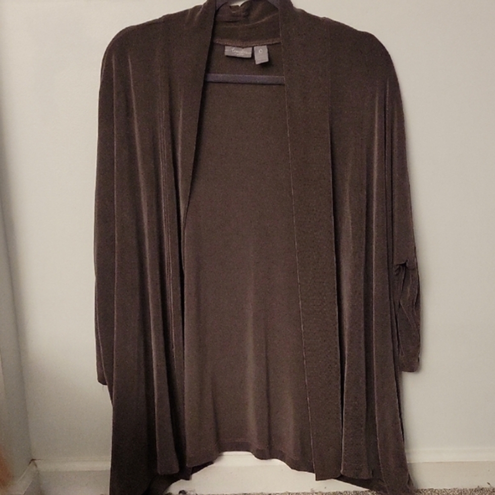 Chico's Travelers 3/4 Sleeve Brown Cardigan Size 0/Small Slinky Packable